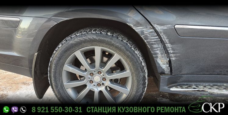 Замена двери и арки крыла на Мерседес Джи Эль 350 (Mercedes GL 350) в СПб в автосервисе СКР.